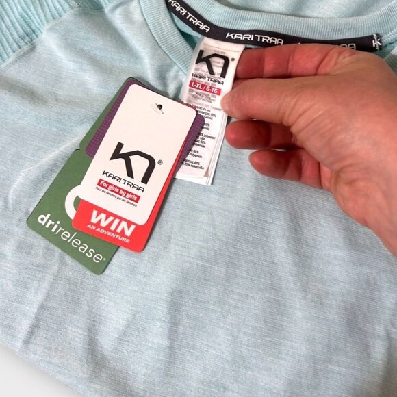 NWT Kari Traa Eva Wool Blend Tee L XL Mint Teal NEW Activewear Workout Training - Picture 4 of 7